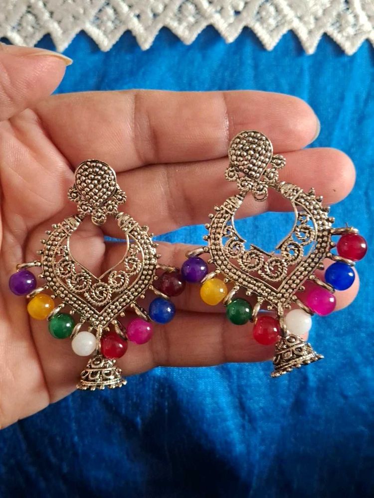 Boho Multicolored Jhumka Earrings
