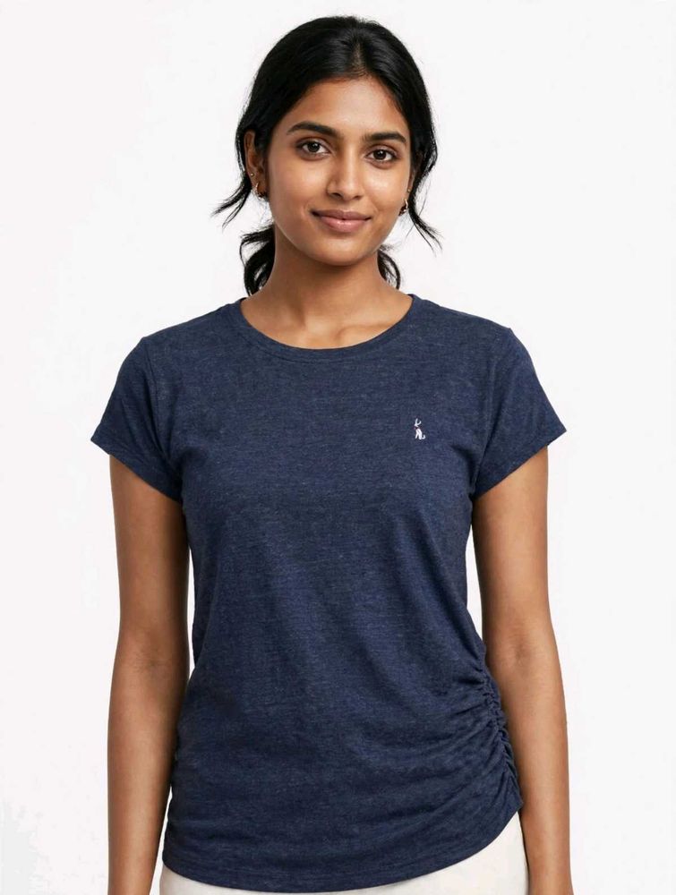 Navy Blue Ruched T-Shirt