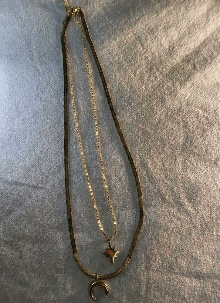 Layered Moon &amp; Star Necklace