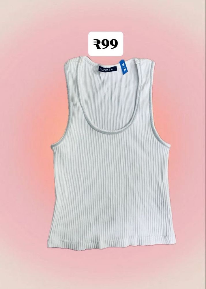 White Tank Top silver detailing