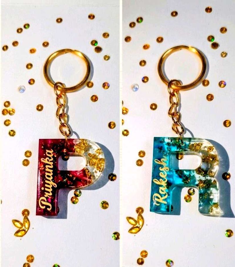 Custom Initial Resin Keychain