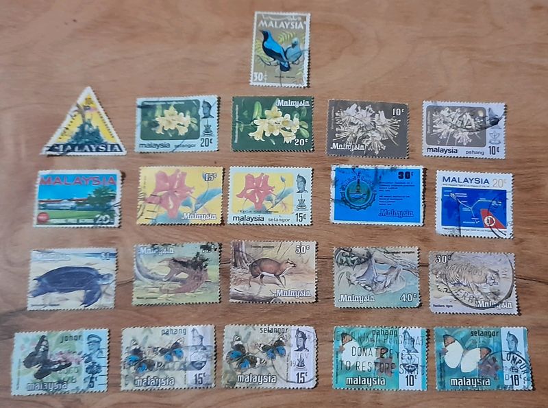 Set Of 21 Malaysian Stamps