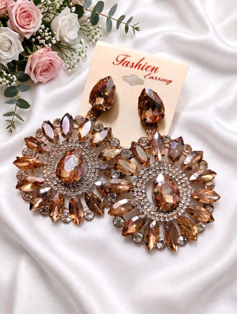 💖 Champagne Gold Sunburst Earrings - Big Statemen