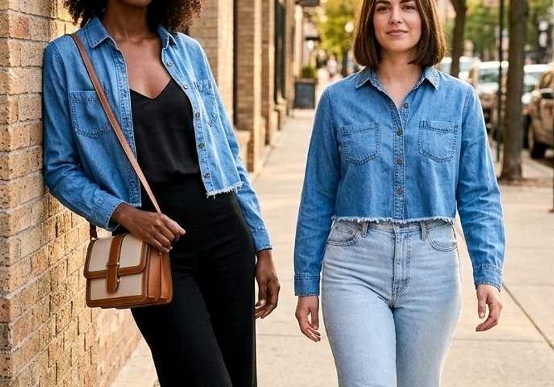 Blue Denim Crop Shirt