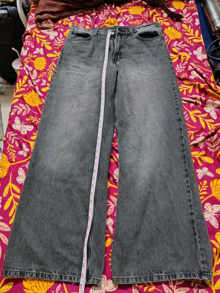 Grey Wide Leg Jeans