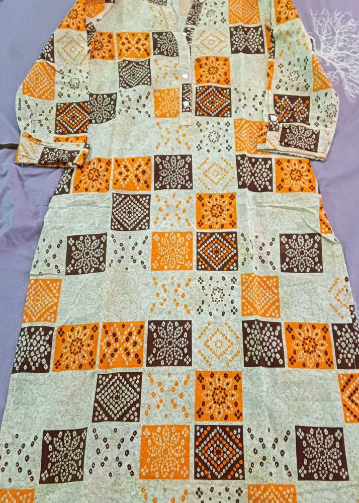 Sangria Vibrant Block Print Cotton Kurta