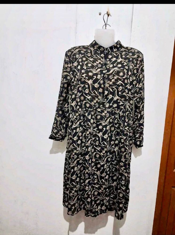 Sheer Floral Print Midi Dress
