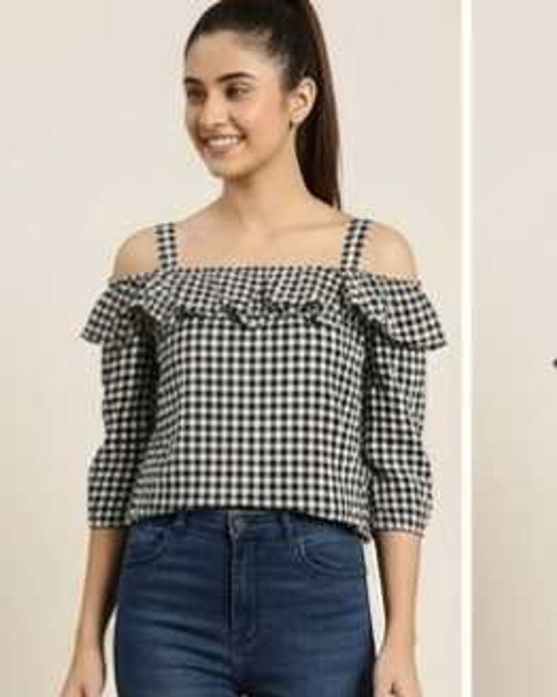 Gingham Off-Shoulder Top