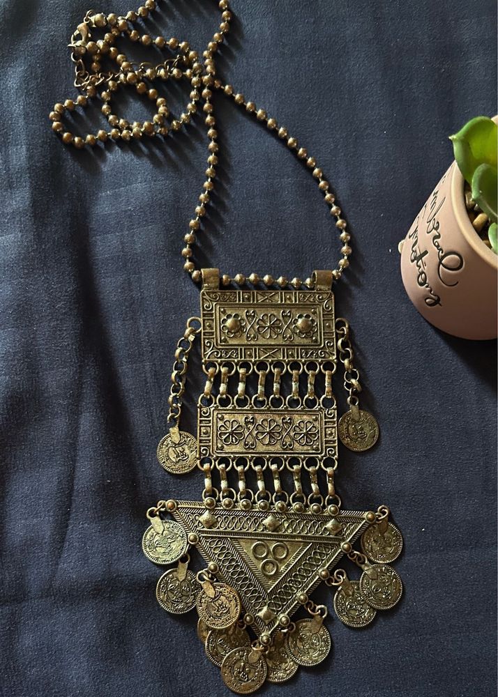 Boho Tribal Coin Pendant Necklace