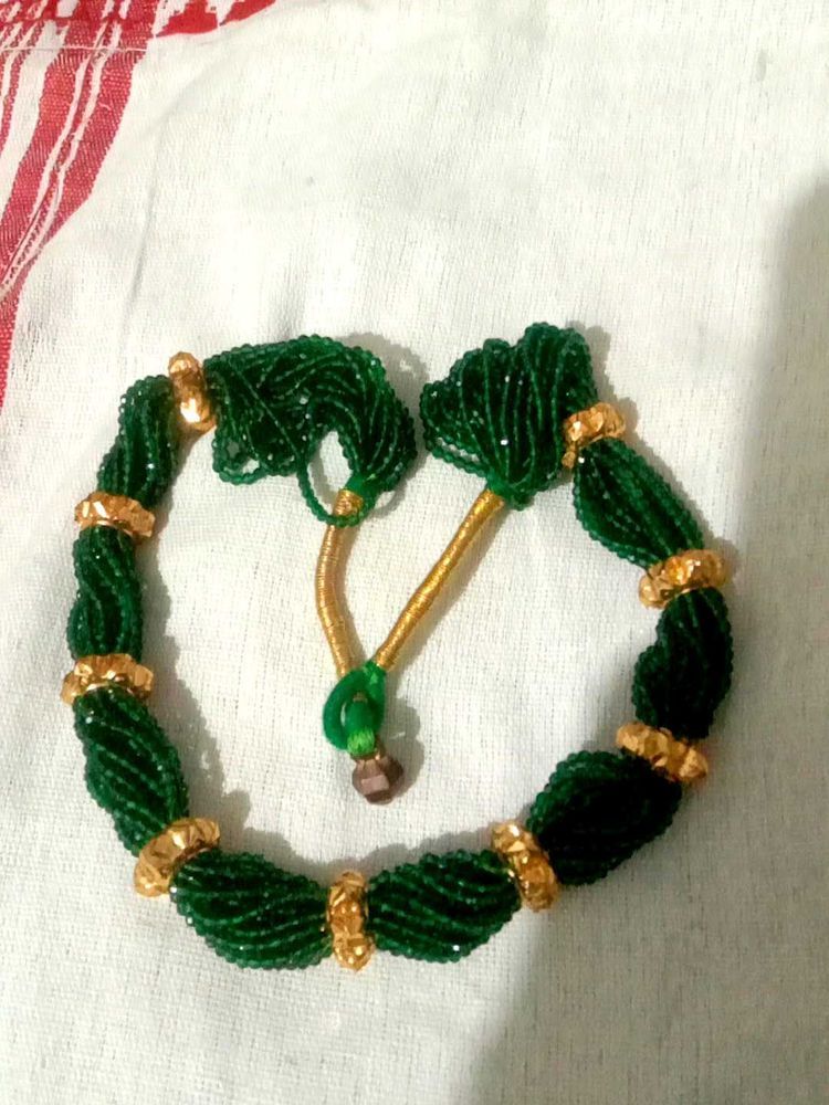 Green Beaded gorkha Nou gedi Necklace with Gold