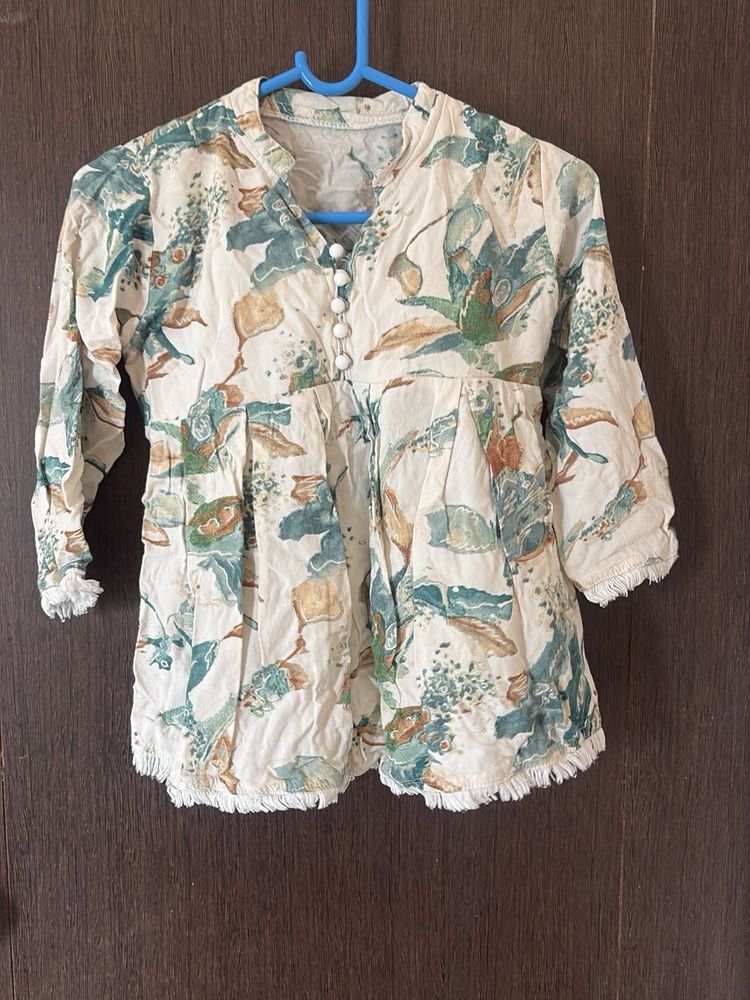 Boho Floral Print Tunic Top