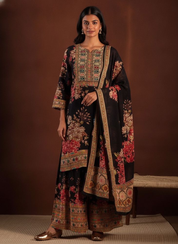 KTT Handwork Detailed Makhmali Crepe Kurta Set