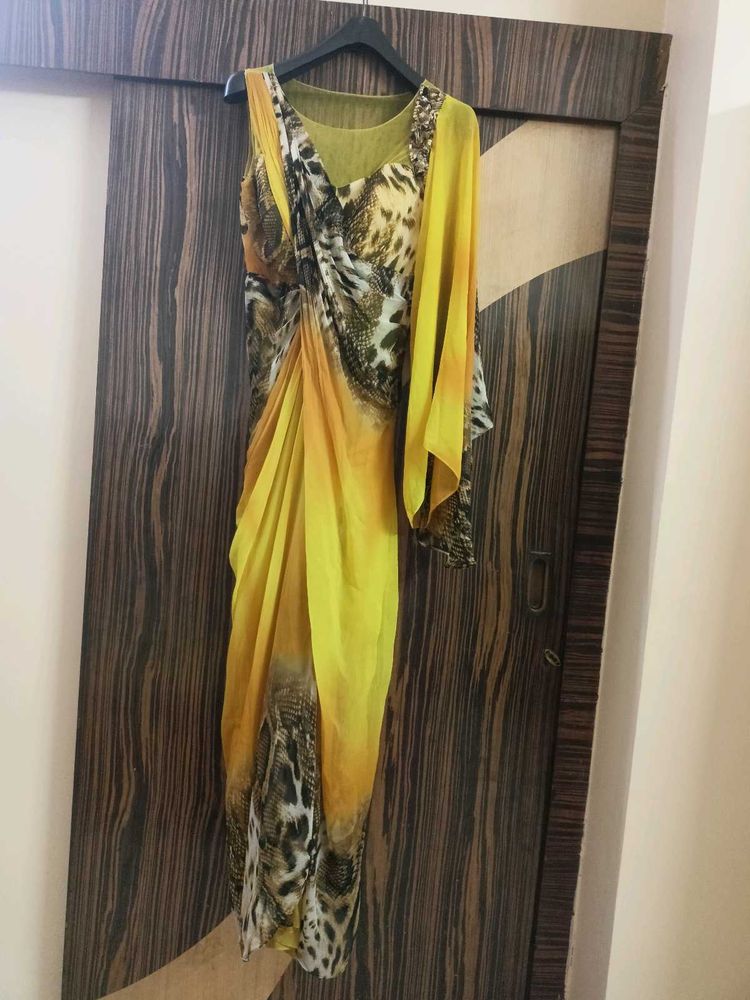 Stunning Yellow &amp; Animal Print Gown