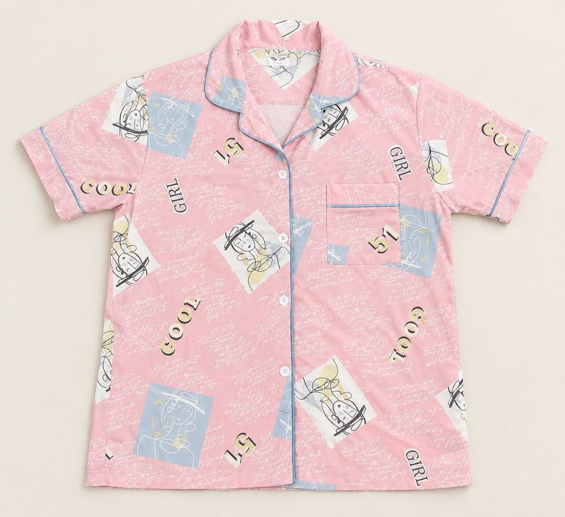 Cute Pink Cartoon Pyjama Top