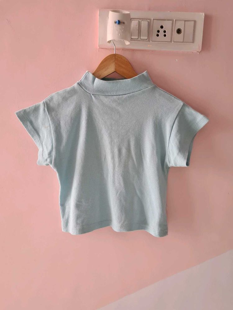 Baby Blue Mock Neck Top