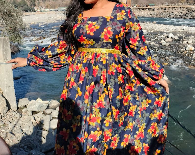 Floral Print Ethnic Gown