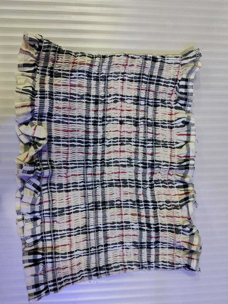 Checked Ruffle Crop Top