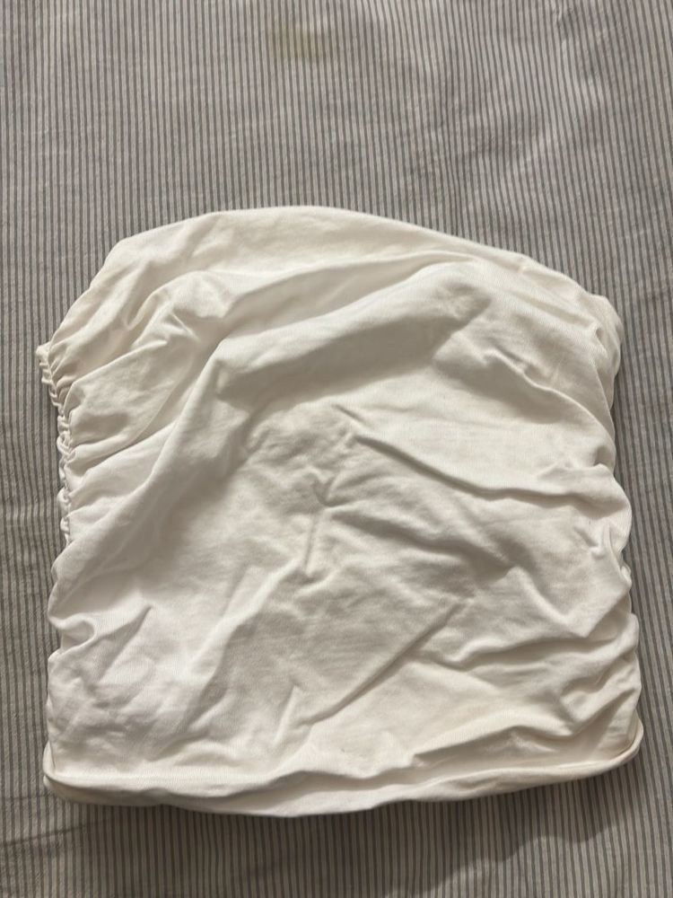 White Ruched Tube Top