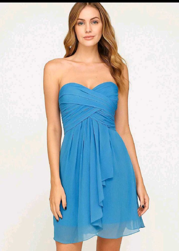 Chic Blue Strapless Dress