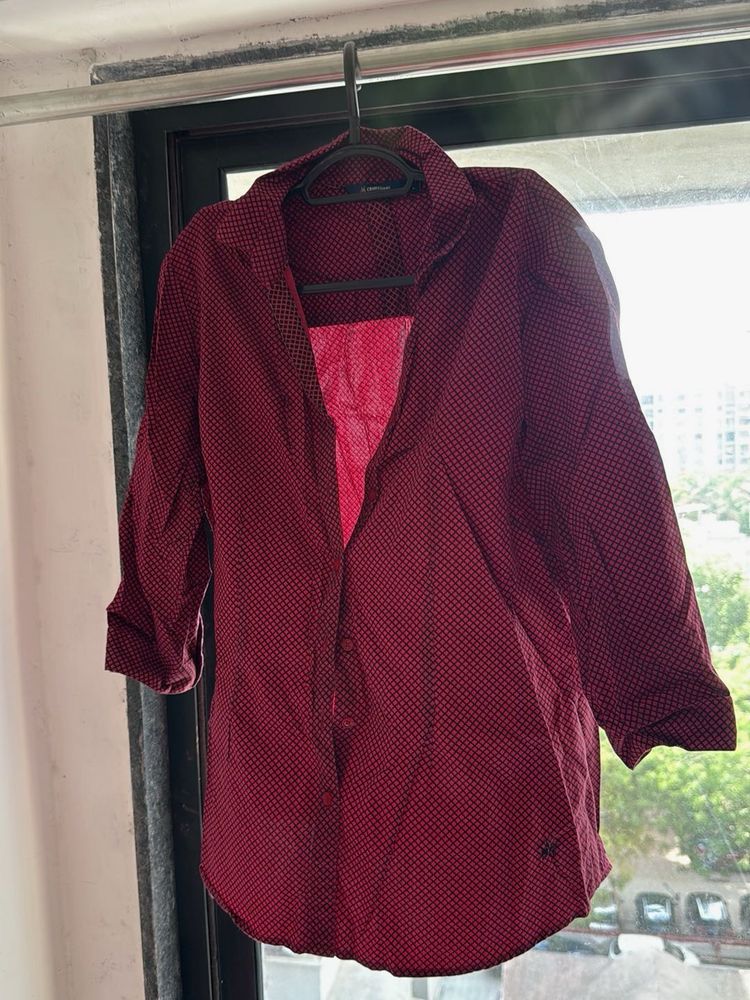 Chic Maroon Dotted Shirt