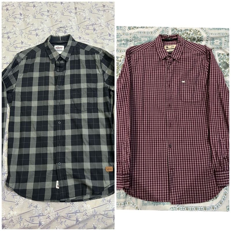 Set of 2 Men's Plaid Shirts Bundle