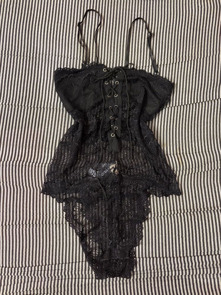 Sheer Lace Corset Bodysuit