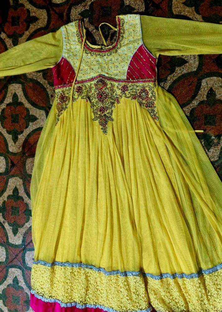 Vibrant Yellow anarkali suit