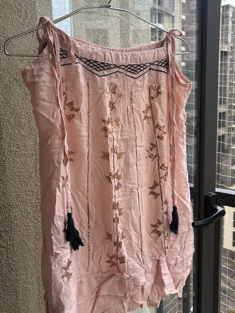 Baby Pink Embellished Tunic Top