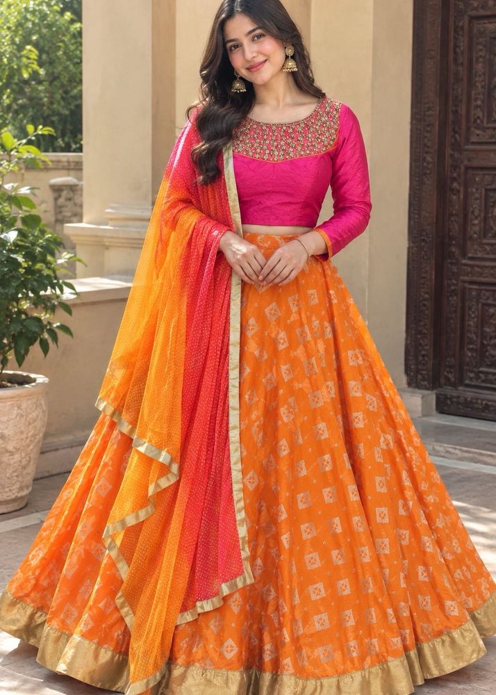 Orange Lehenga choli ready made