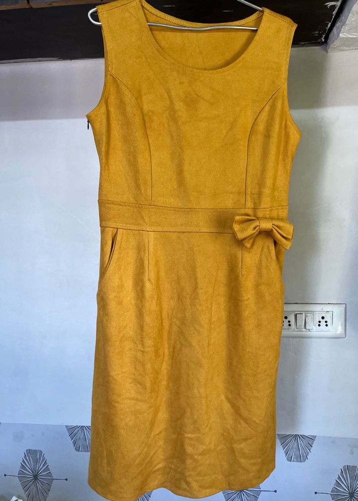 Mustard Sleeveless Midi Dress