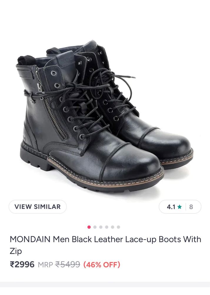 Men's Black Leather Lace-Up Boots