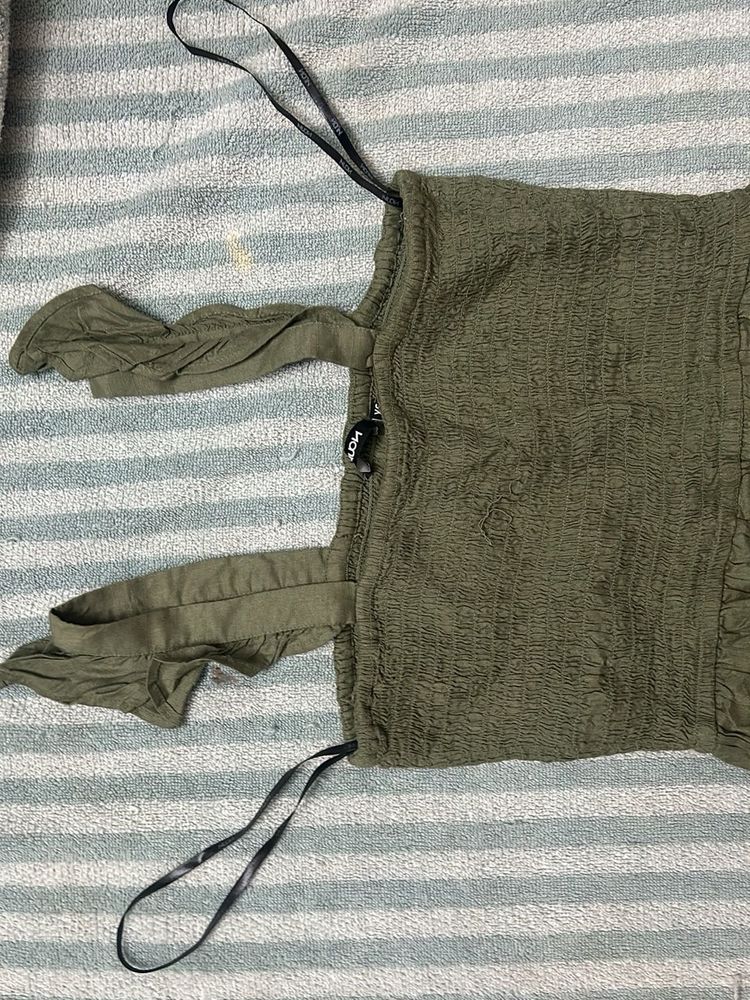 Cute Smocked Olive Green Top