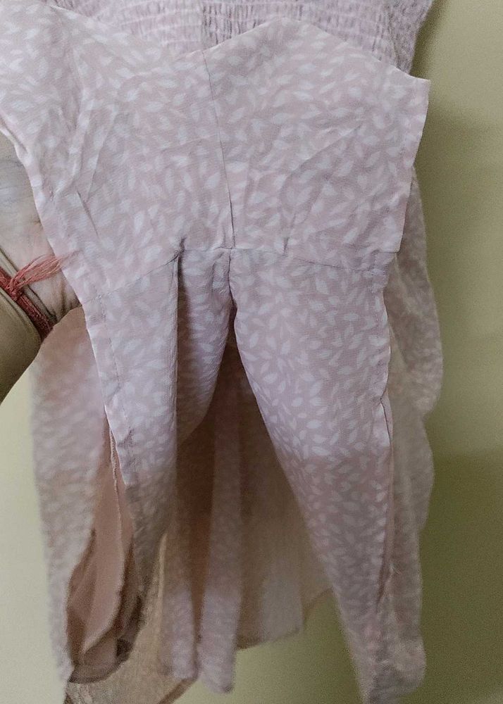 Light Pink Floral Smocked Dress