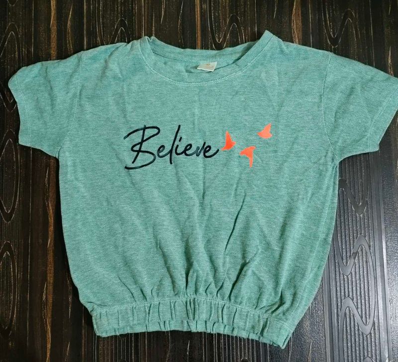 Green 'Believe' Graphic T-Shirt