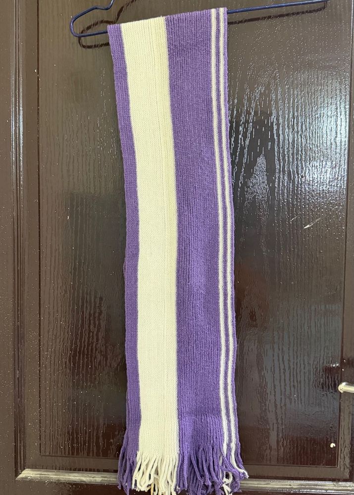 Purple &amp; Cream Striped Scarf