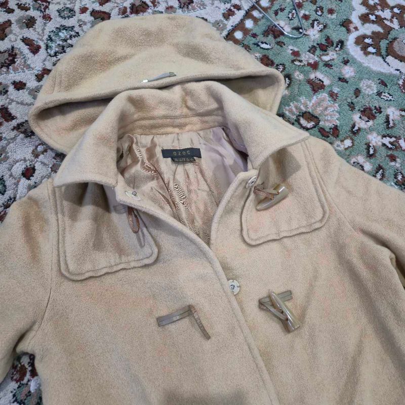 Classic Beige Duffle Coat with Hood