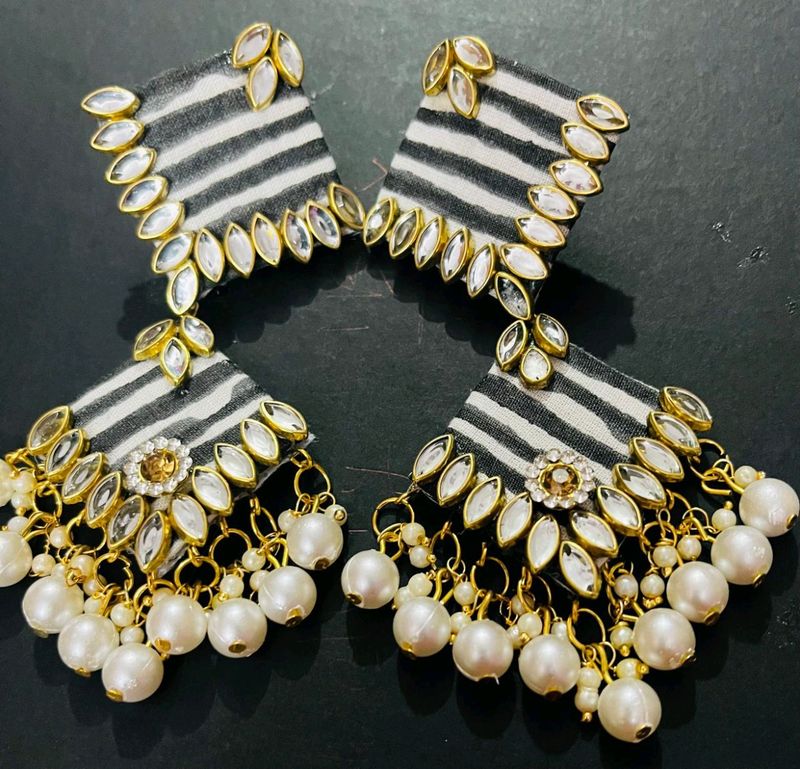 Fabric Fancy Long Size Earrings