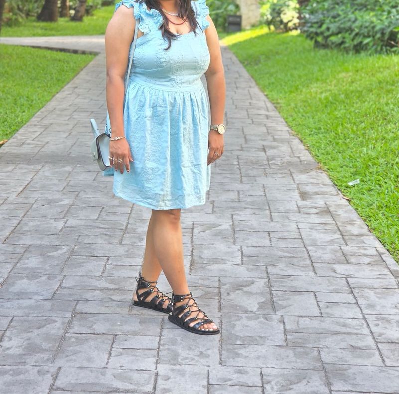 Light Blue Ruffled Summer Dress
