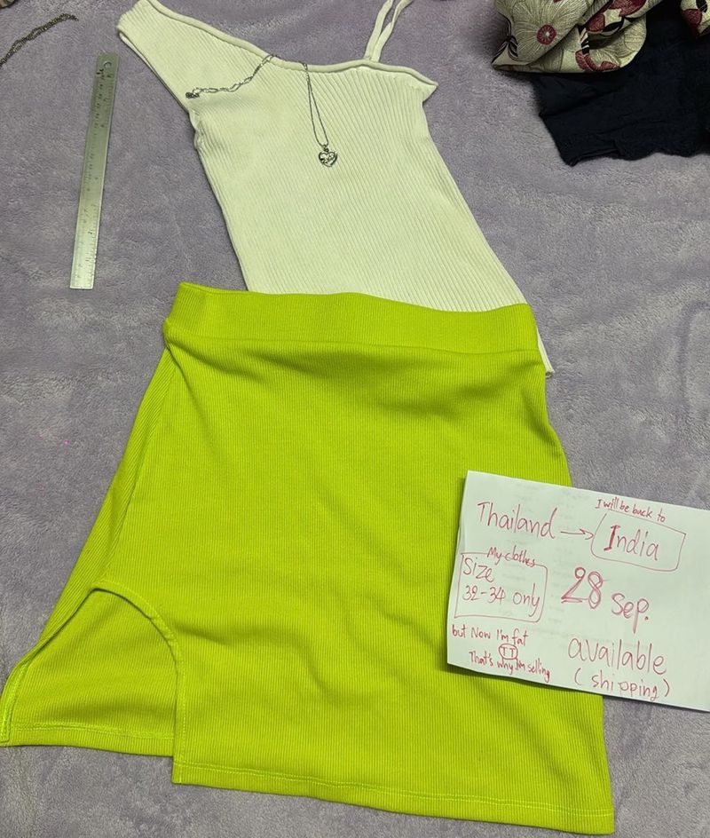 Ribbed Tank Top &amp; Skirt Set32-34