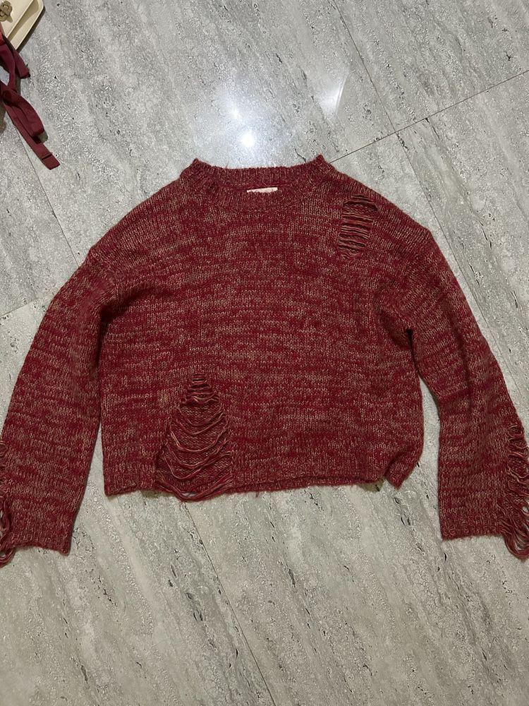 Distressed Knit Sweater