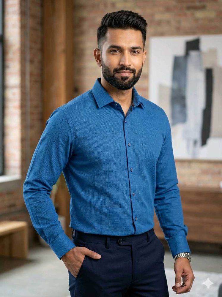 Men's Blue Casual Shirt L size