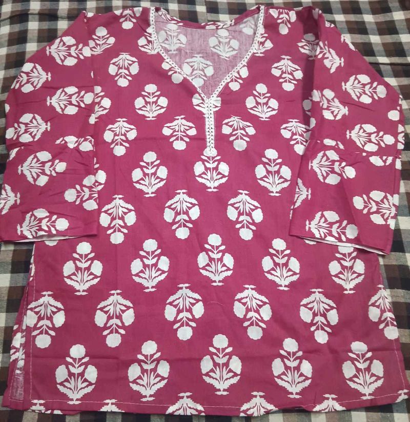 Vibrant Pink Floral Print Kurta
