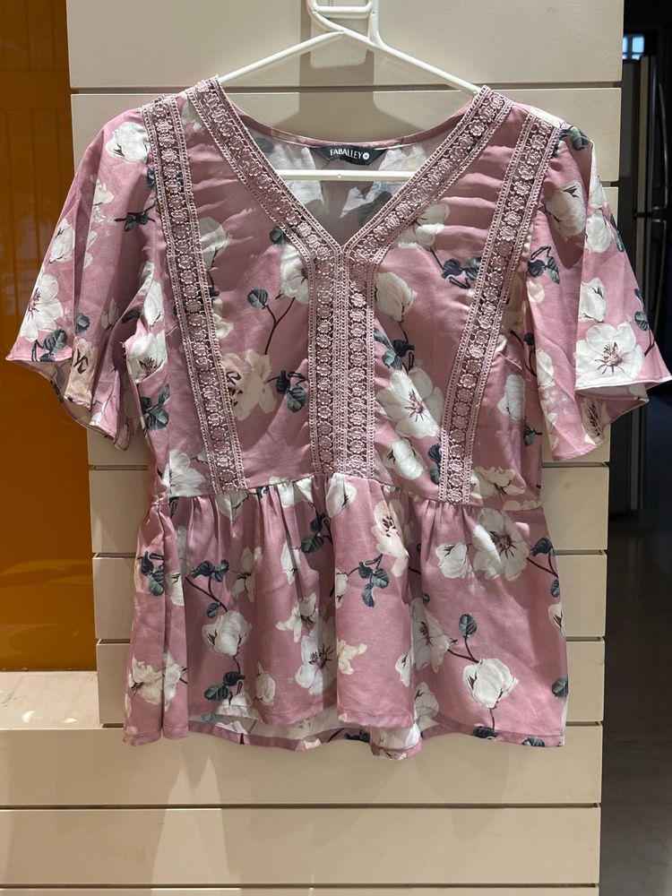 Pretty Pink Floral Peplum Top