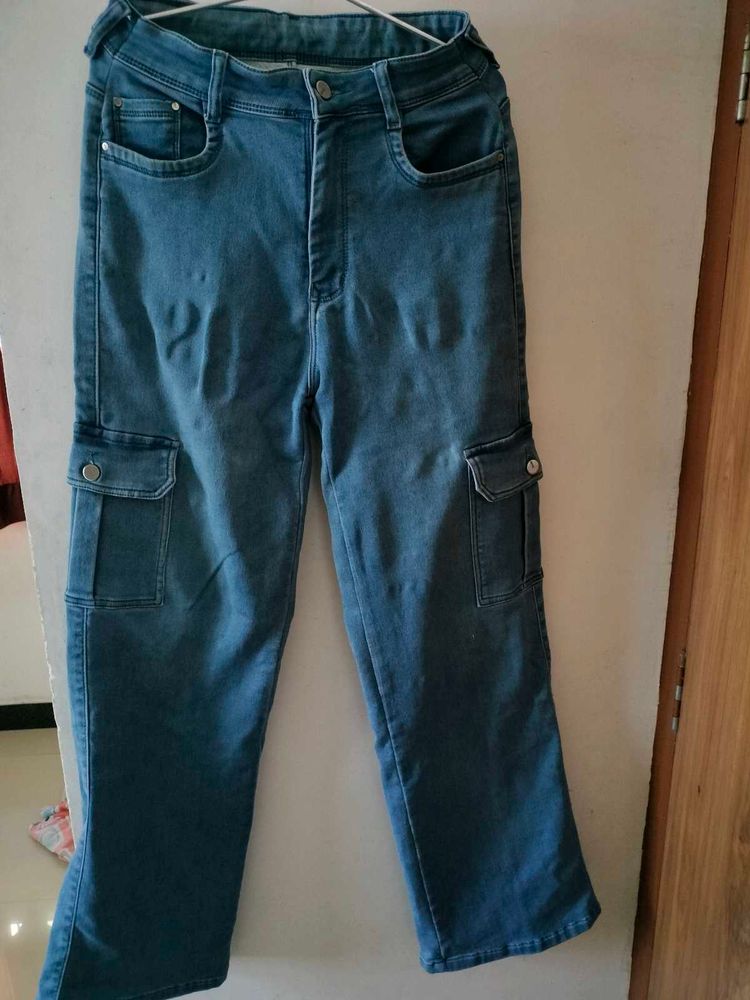 Denim Cargo Pants