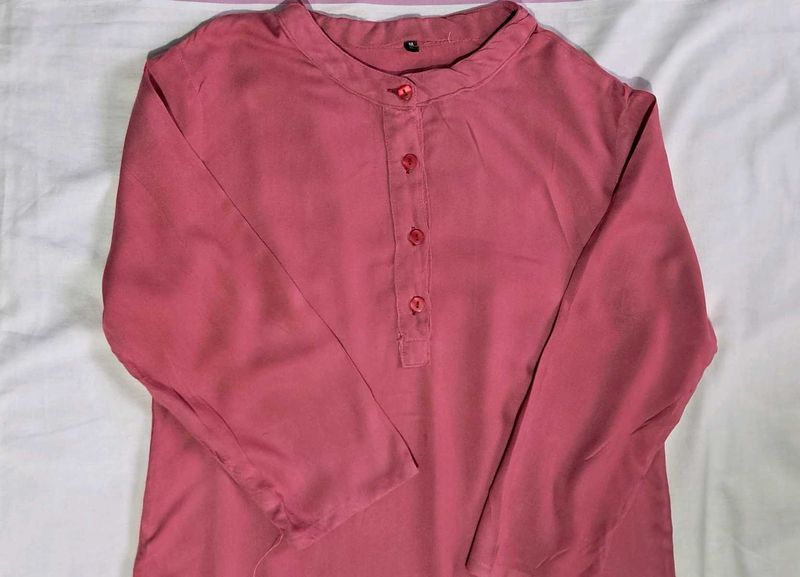 Elegant Pink Plain Kurta❤️