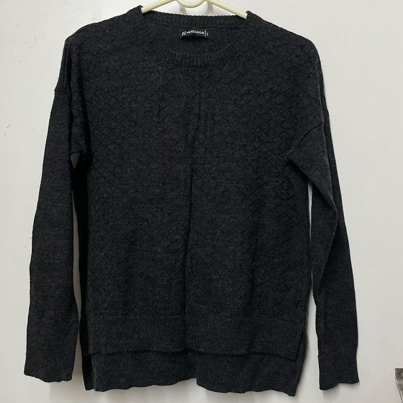 Classic Grey Textured Knit Sweater
