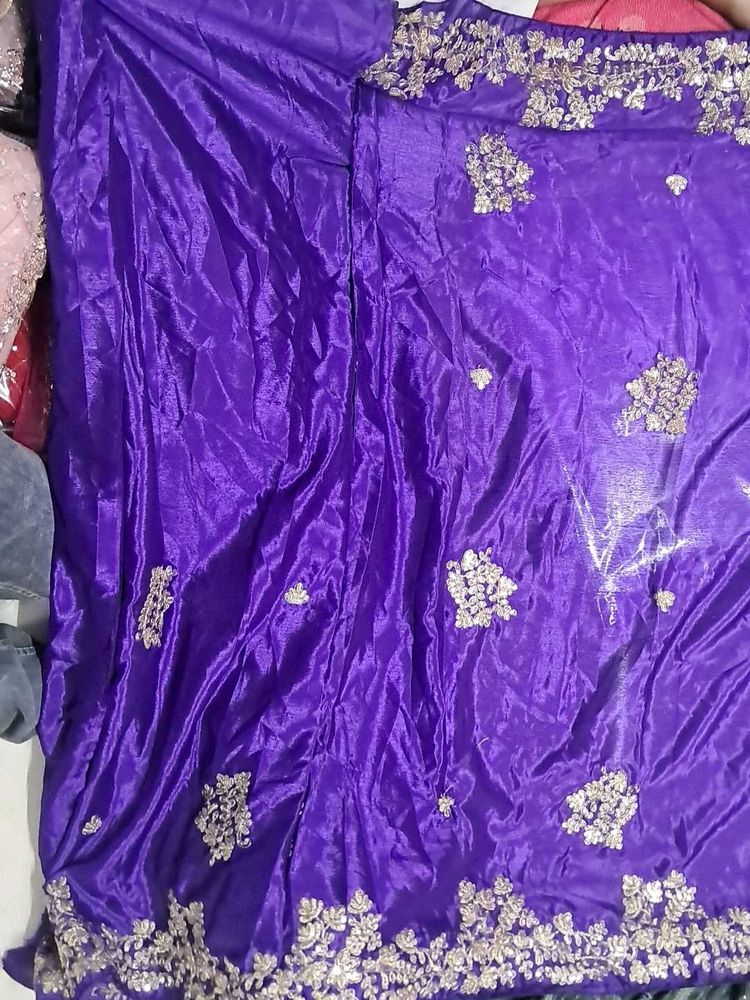 Vibrant Purple Embroidered Saree