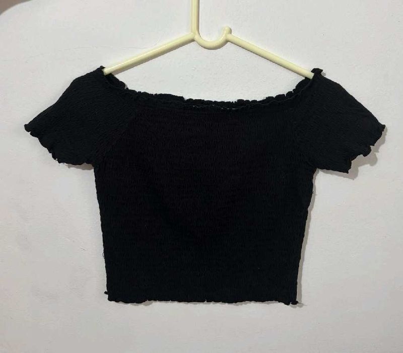 off shoulder Black smoked top
