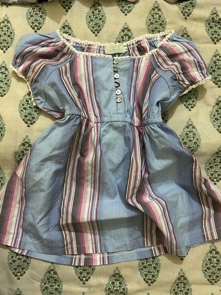 𓏲๋࣭࣪˖🎐 Periwinkle and pink Babydoll Top