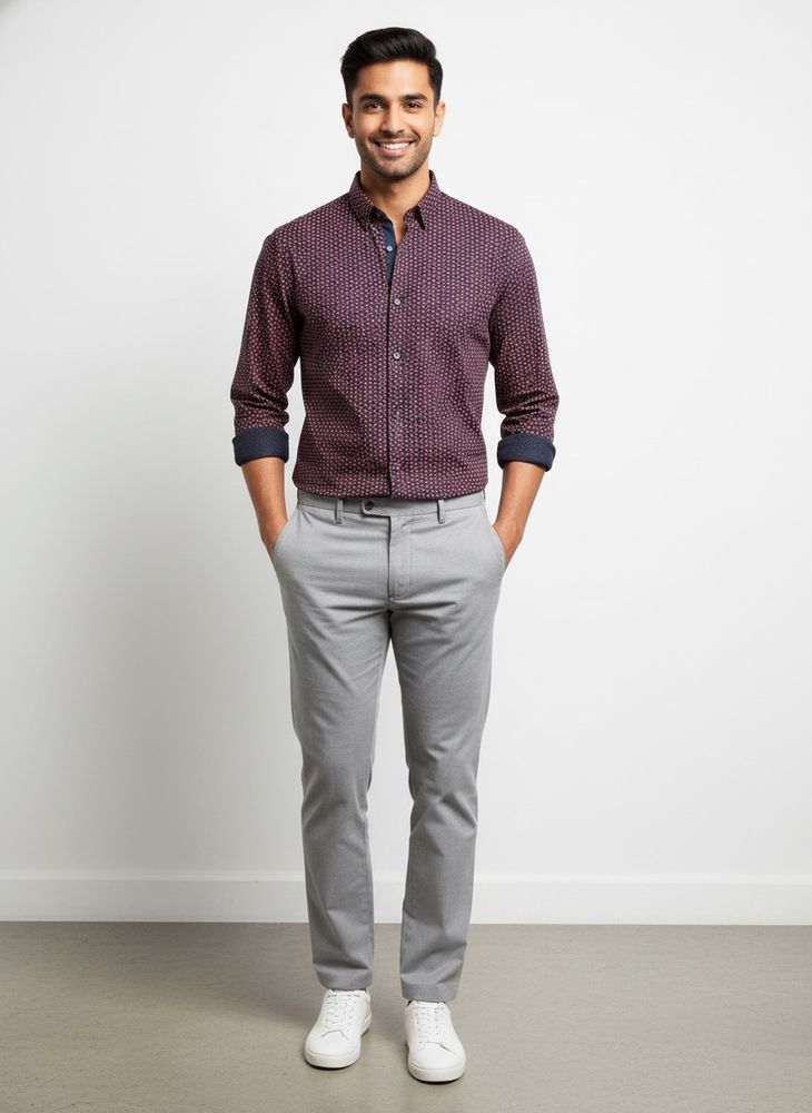 Men's hearts Print Button-Up Shirt